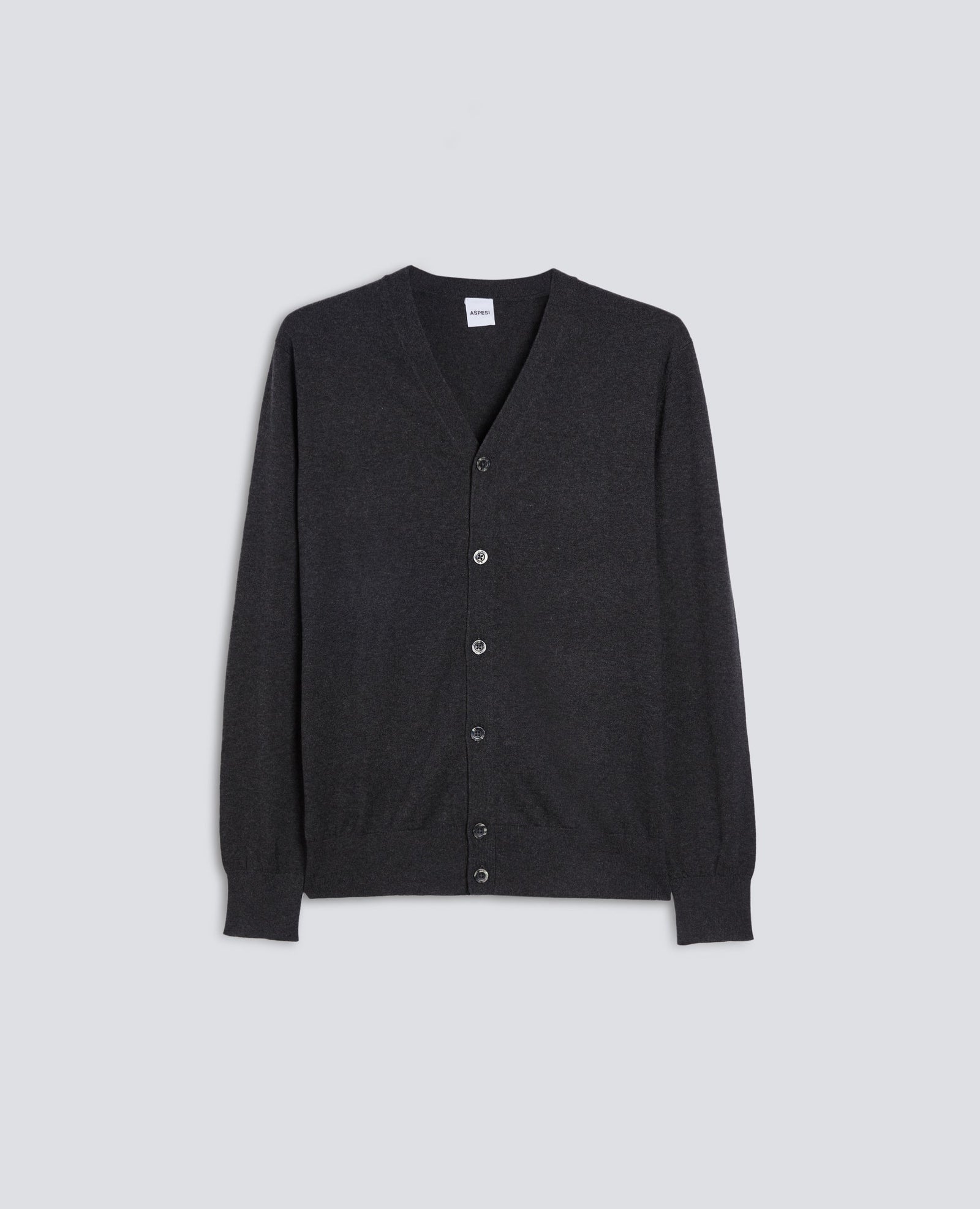 Cardigan In Misto Cotone Cashmere E Lana Antracite