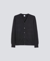 Cardigan In Misto Cotone Cashmere E Lana Antracite