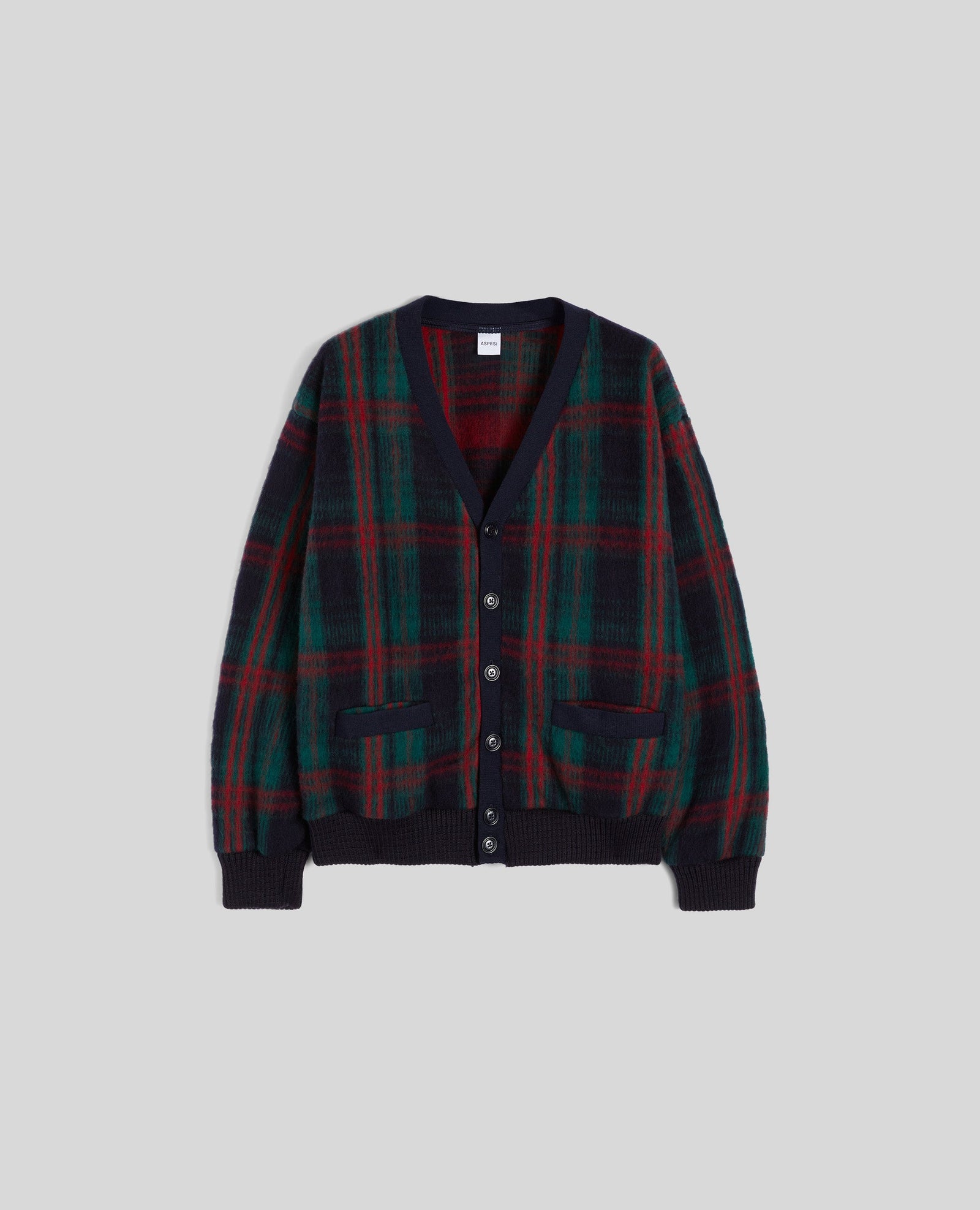 Cardigan In Lana Pirenaica Check Verde