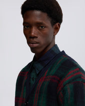 Cardigan In Lana Pirenaica Check Verde
