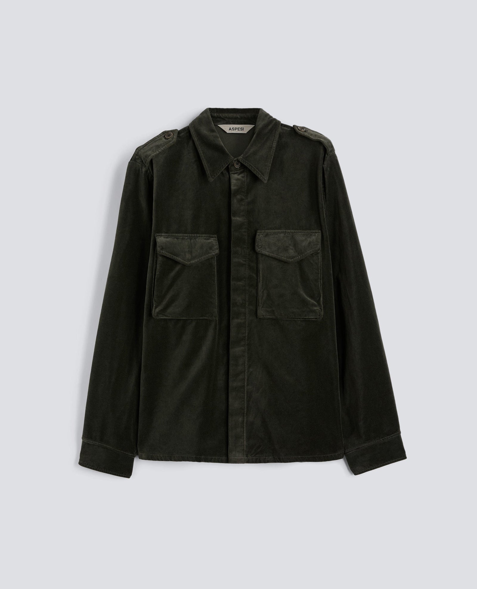 SHIRT FIELD SHIRT IN VELLUTO LISCIO - MILITARE