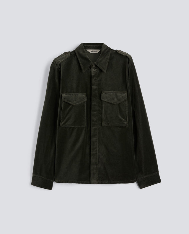 SHIRT FIELD SHIRT IN VELLUTO LISCIO - MILITARE