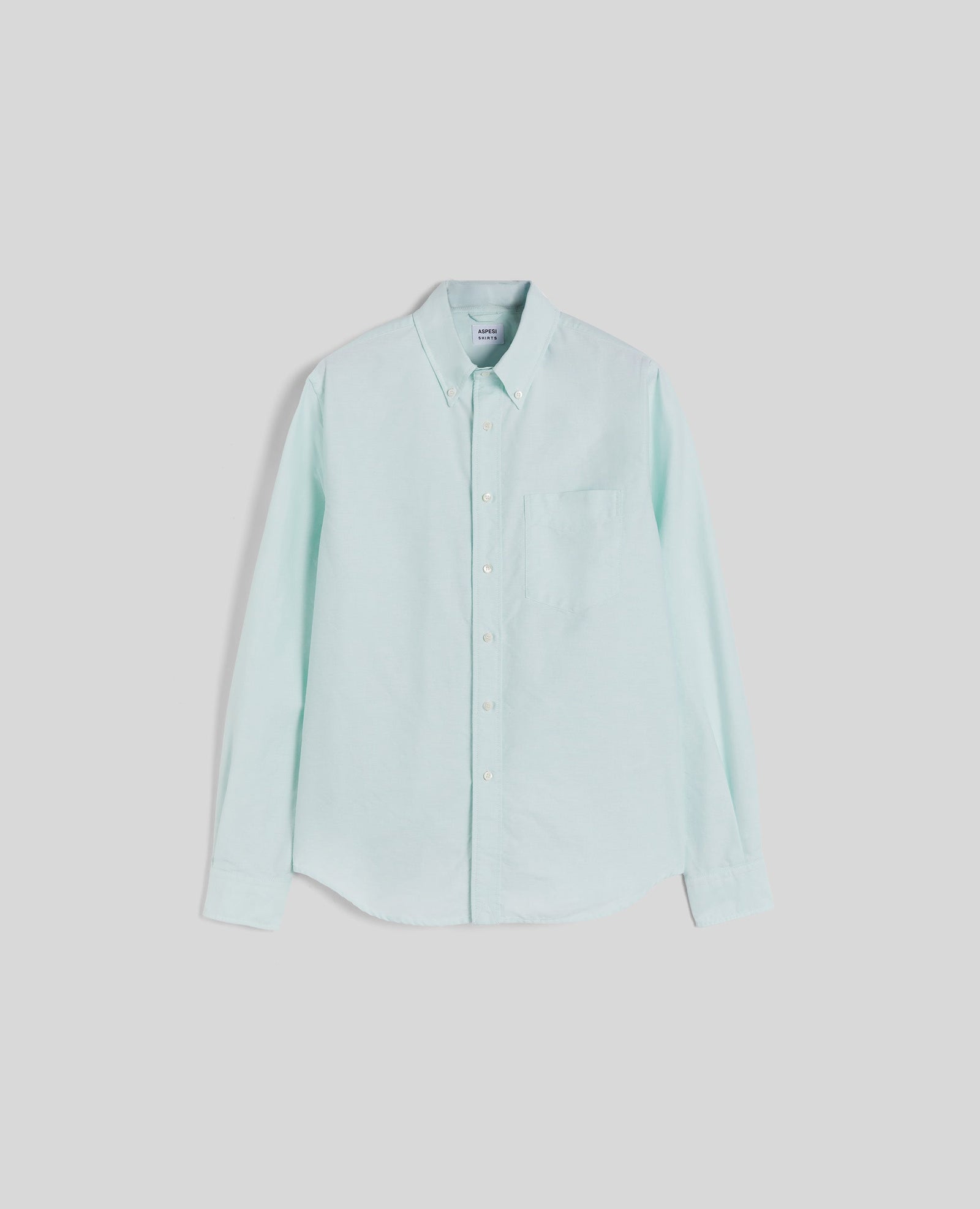 Camicia Slim In Crepe De Chine Di Seta Acqua