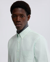 Camicia Slim In Crepe De Chine Di Seta Acqua