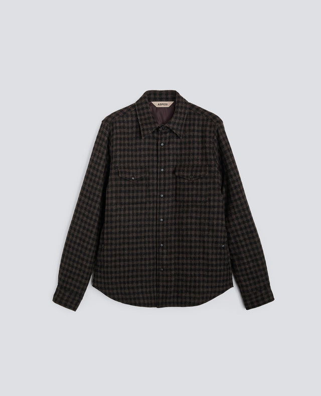 CAMICIA DOPPIA IN LANA CHECK - CHECK MARRONE
