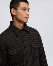 Camicia Doppia In Lana Check Check Marrone