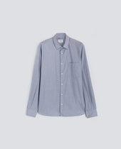 SHIRT CLASSICA IN COTONE CON TASCHINO - BLU INDACO