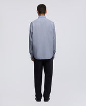 Shirt Classica In Cotone Con Taschino Blu Indaco