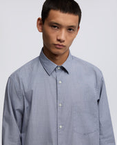 Shirt Classica In Cotone Con Taschino Blu Indaco