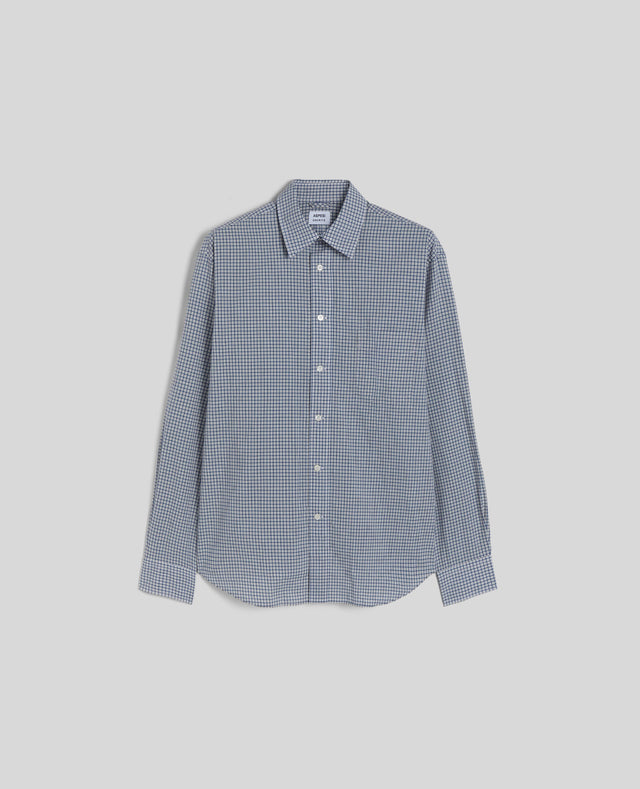 Shirt In Cotone Check Check Bluette