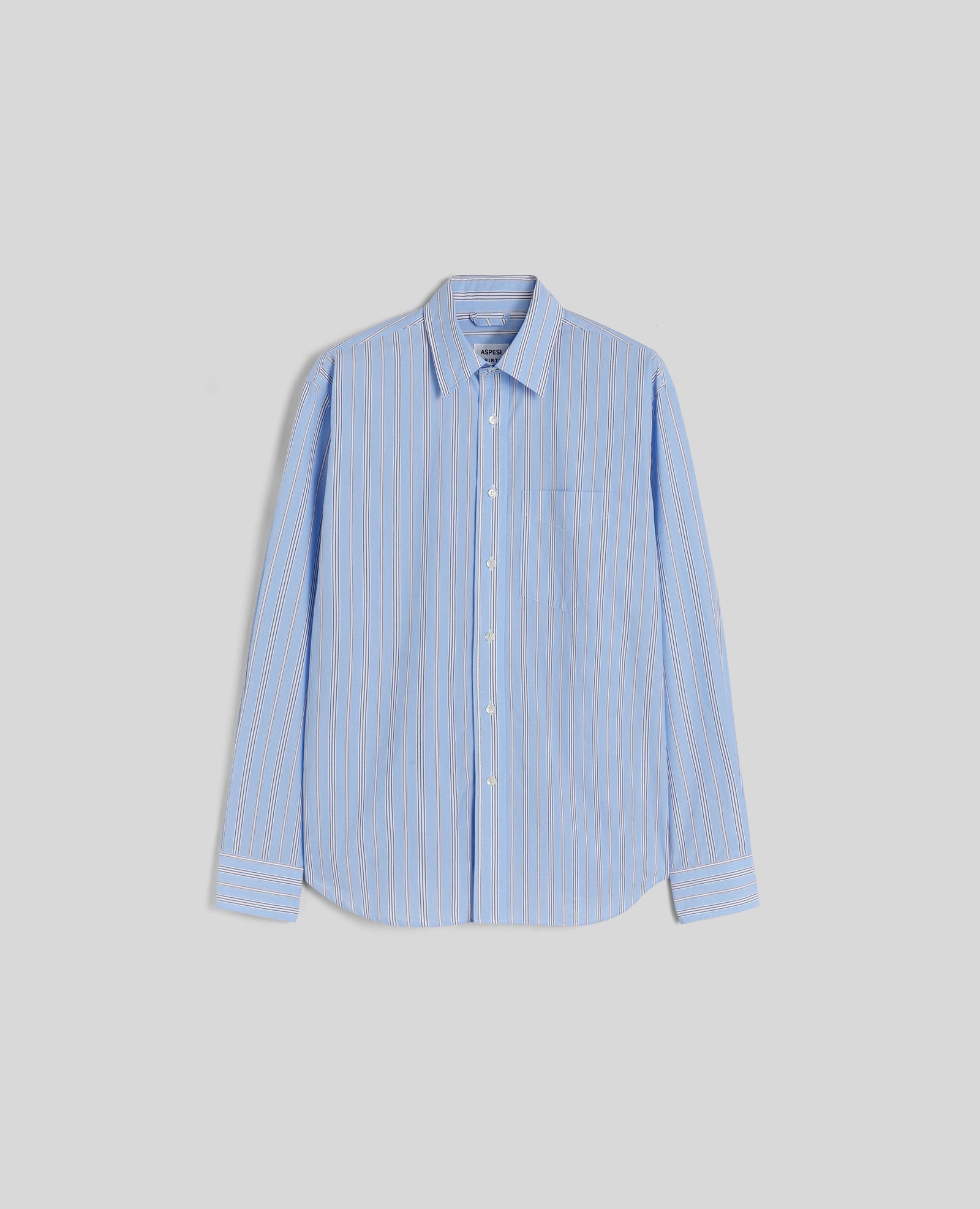 Shirt In Popeline Di Cotone Rigato Azzurro