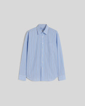 Shirt In Popeline Di Cotone Rigato Azzurro