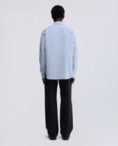 Shirt In Popeline Di Cotone Rigato Azzurro