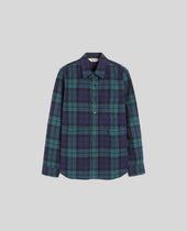 SHIRT UTILITY IN TWILL DI COTONE - CHECK NAVY