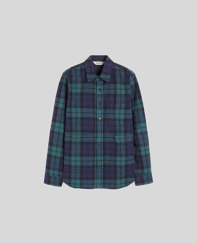 SHIRT UTILITY IN TWILL DI COTONE - CHECK NAVY