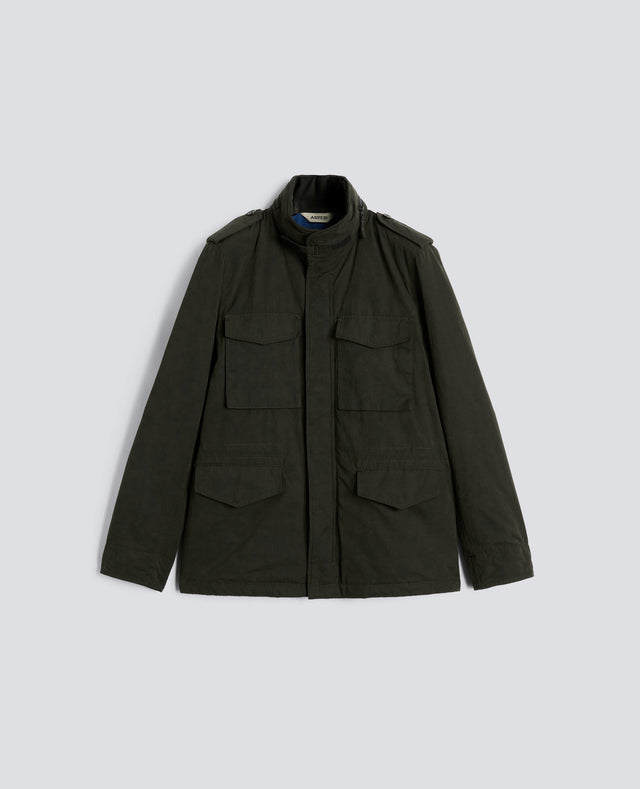 Mini Field Jacket Cot In Tela Di Misto Cotone Verdone