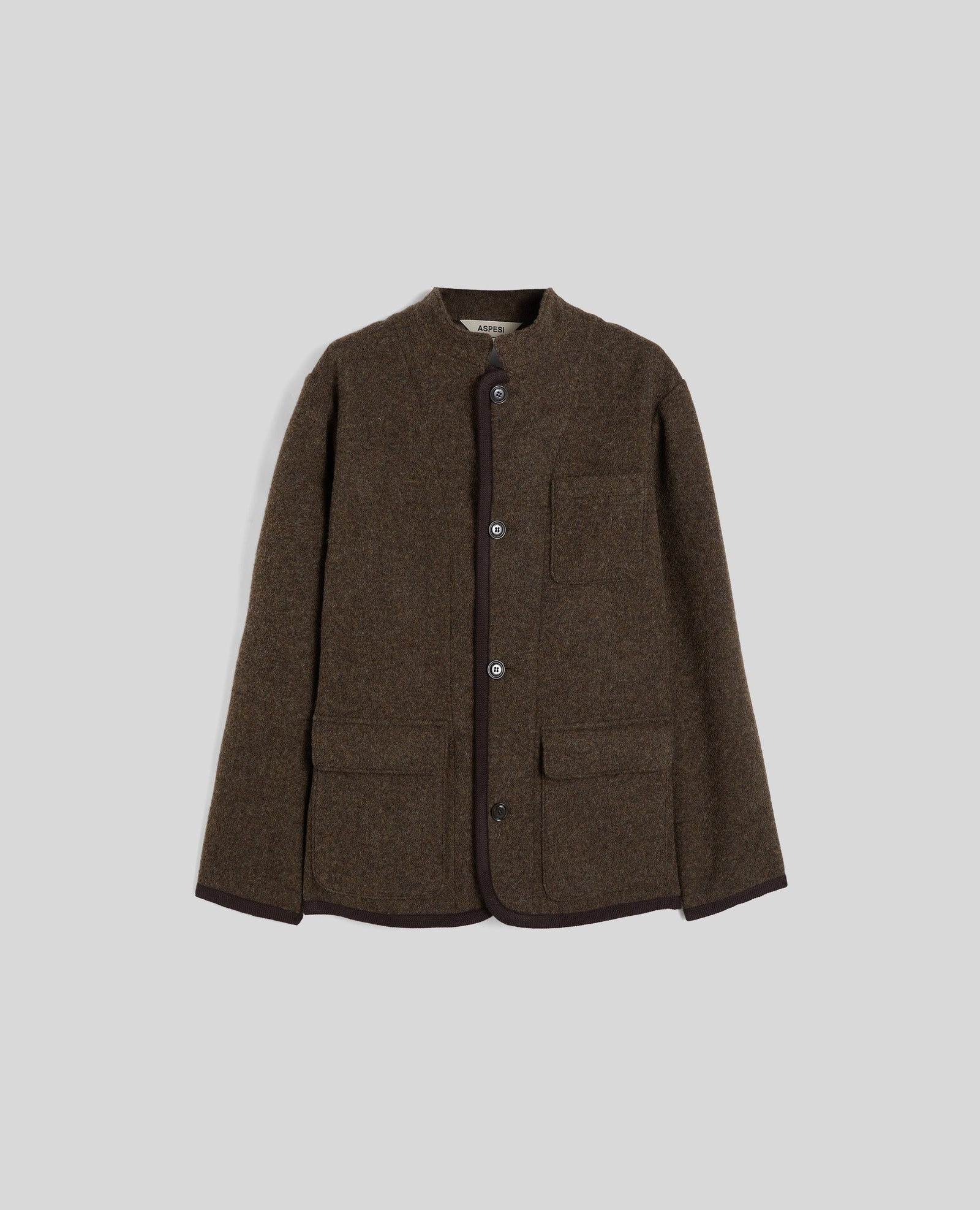 JACKET CHANG IN LANA SHETLAND - MARRONE