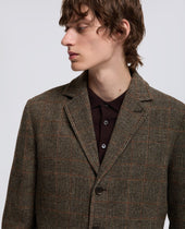 Blazer Isaac In Lana Shetland Check Marrone