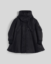 SATIN BOMBER JACKET WITH HOOD