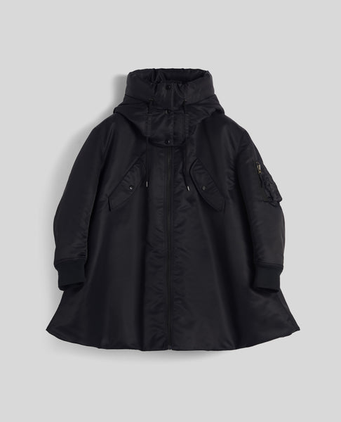 SATIN BOMBER JACKET WITH HOOD