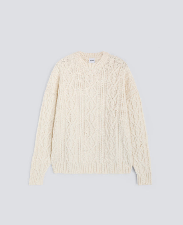 SWEATER IN LANA A TRECCE - NATURALE