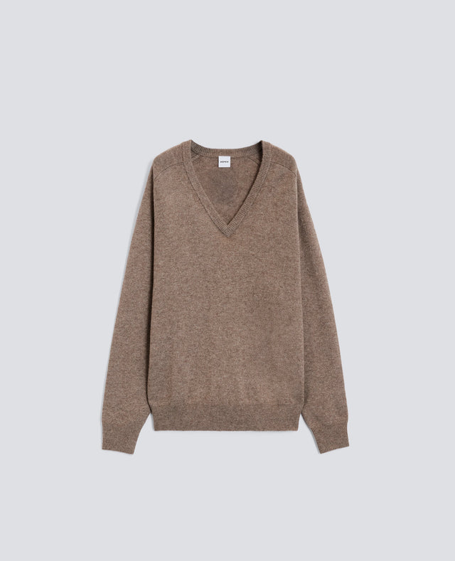 Sweater Con Scollo A V Tortora