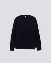 Sweater Girocollo In Lana Super Geelong Blu