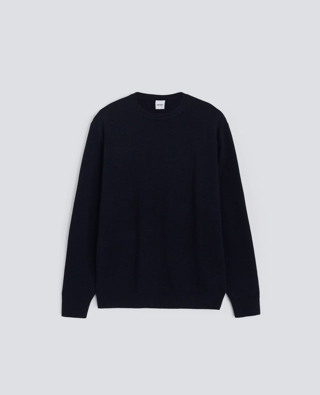 Sweater Girocollo In Lana Super Geelong Blu