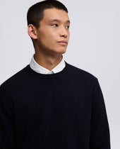Sweater Girocollo In Lana Super Geelong Blu