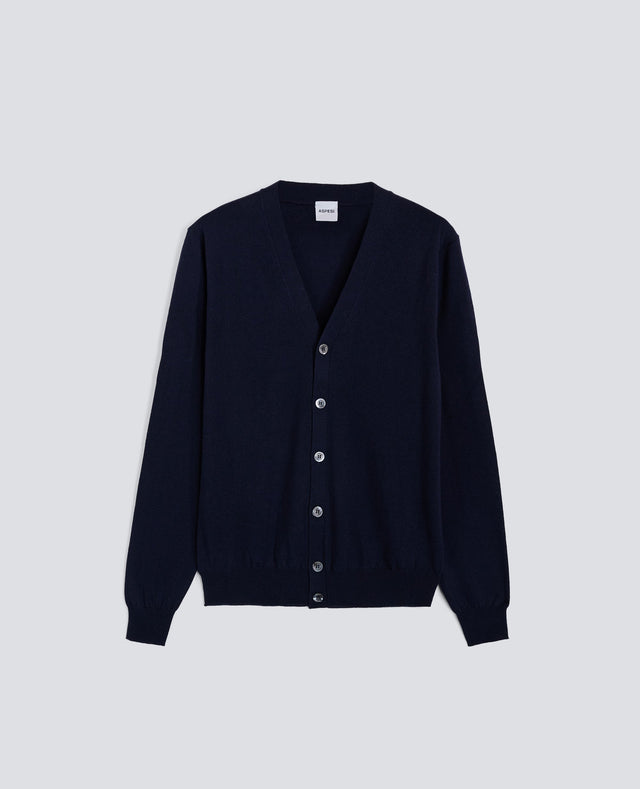 CARDIGAN IN LANA E CASHMERE - NAVY