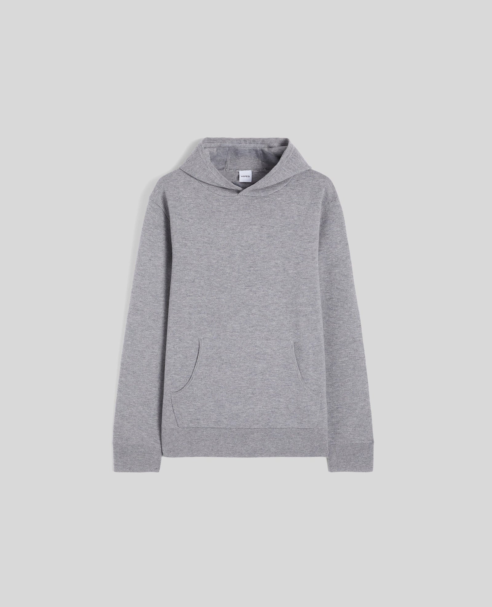 SWEATER CON CAPPUCCIO IN LANA E COTONE - GRIGIO