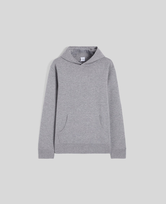 SWEATER CON CAPPUCCIO IN LANA E COTONE - GRIGIO