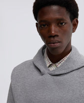 Sweater Con Cappuccio In Lana E Cotone Grigio
