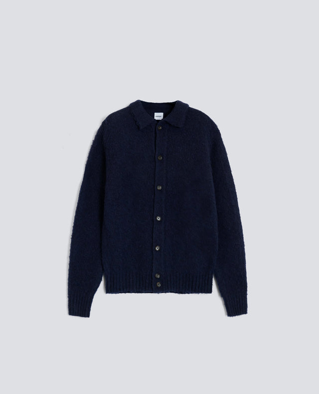 CARDIGAN A SHIRT IN LANA SHETLAND - NAVY