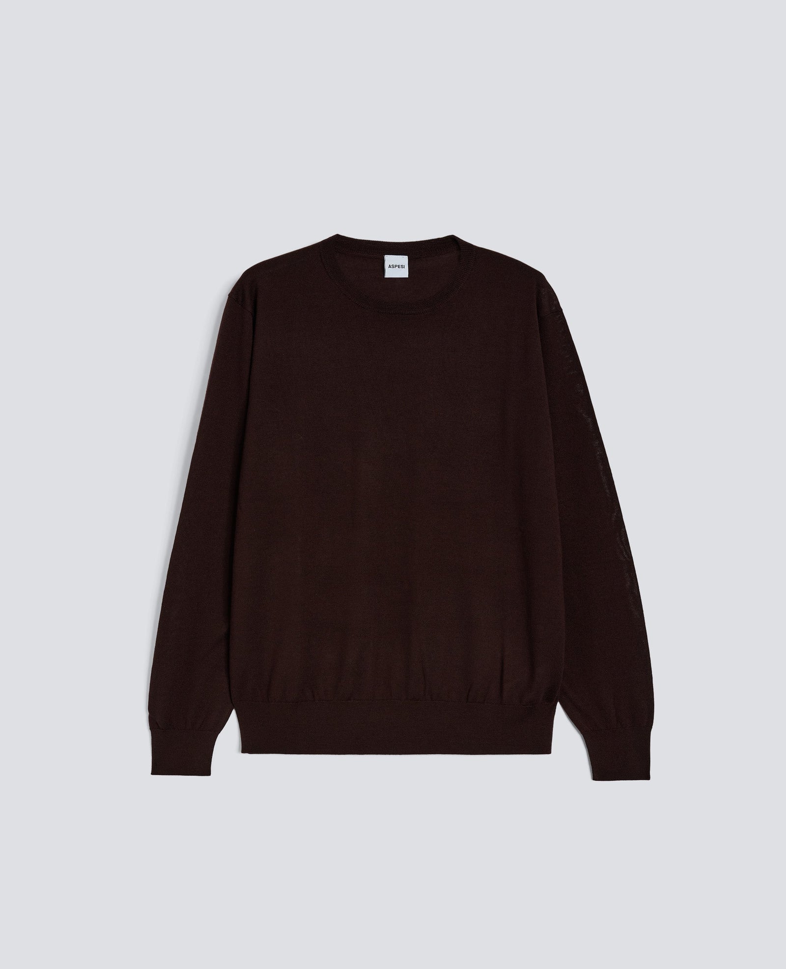 Sweater Girocollo In Lana Merino Marrone