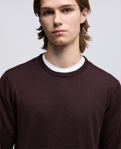 Sweater Girocollo In Lana Merino Marrone