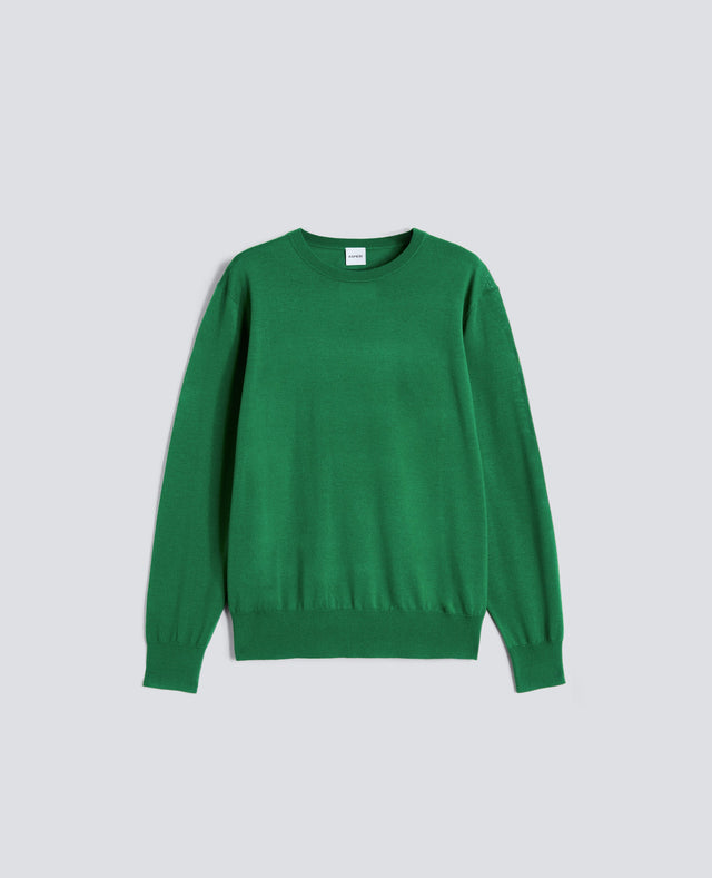 Sweater Girocollo In Lana Merino Verde