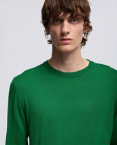 Sweater Girocollo In Lana Merino Verde