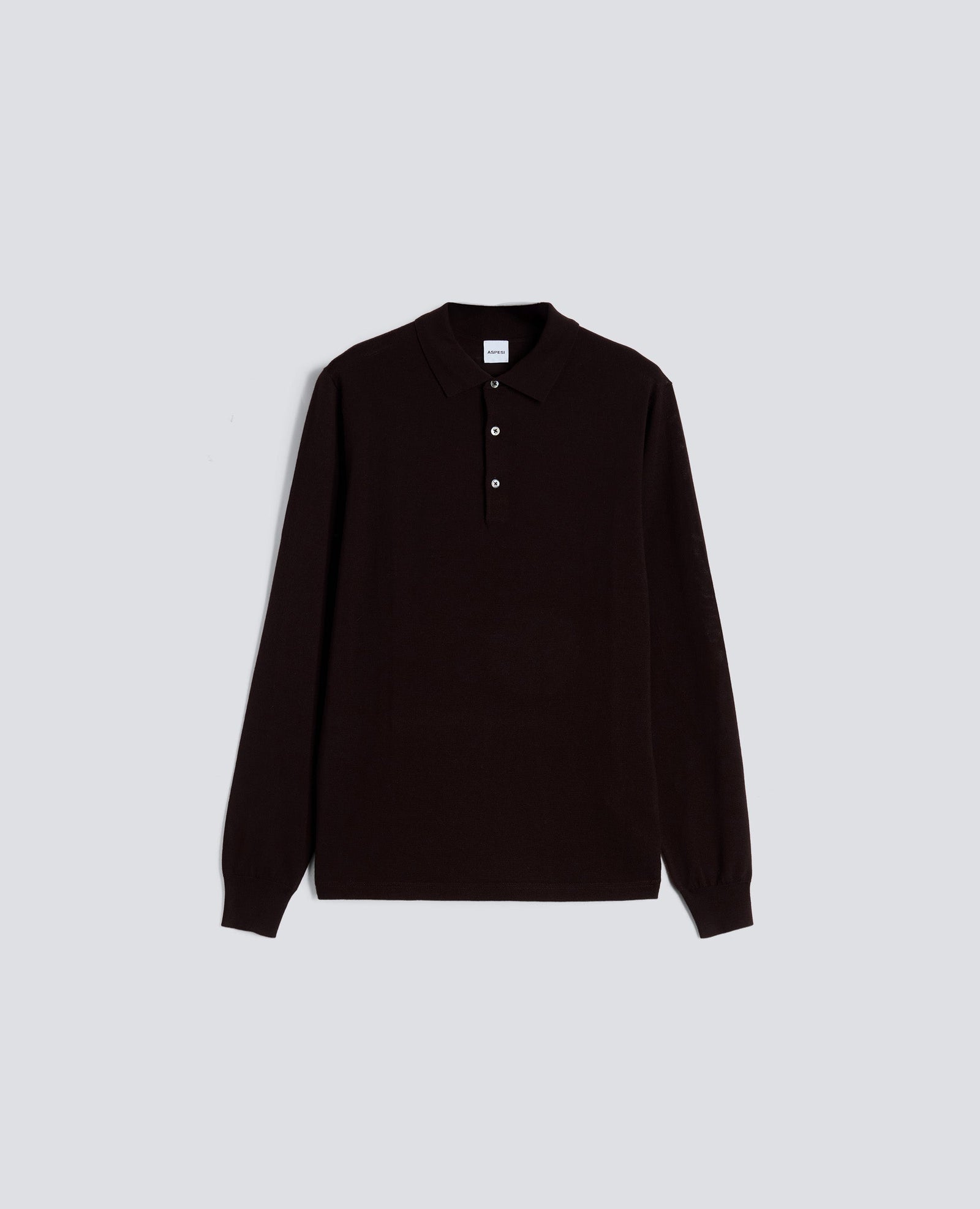 POLO A MANICHE LUNGHE IN LANA MERINO - MARRONE