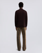 Polo A Maniche Lunghe In Lana Merino Marrone