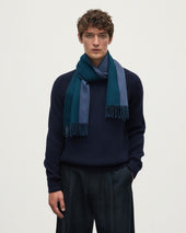 Contrast Reversible Green Cashmere Scarf