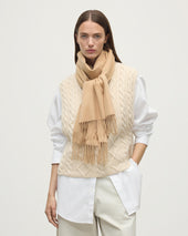 Wide Camel Cashmere Scarf