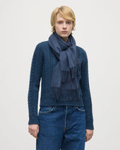 Navy Wide Cashmere Scarf
