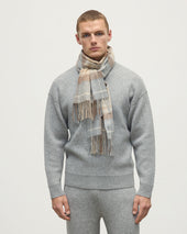 Wide Natural MacKellar Tartan Cashmere Scarf