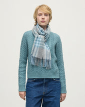 Grid Check Blue Cashmere Scarf