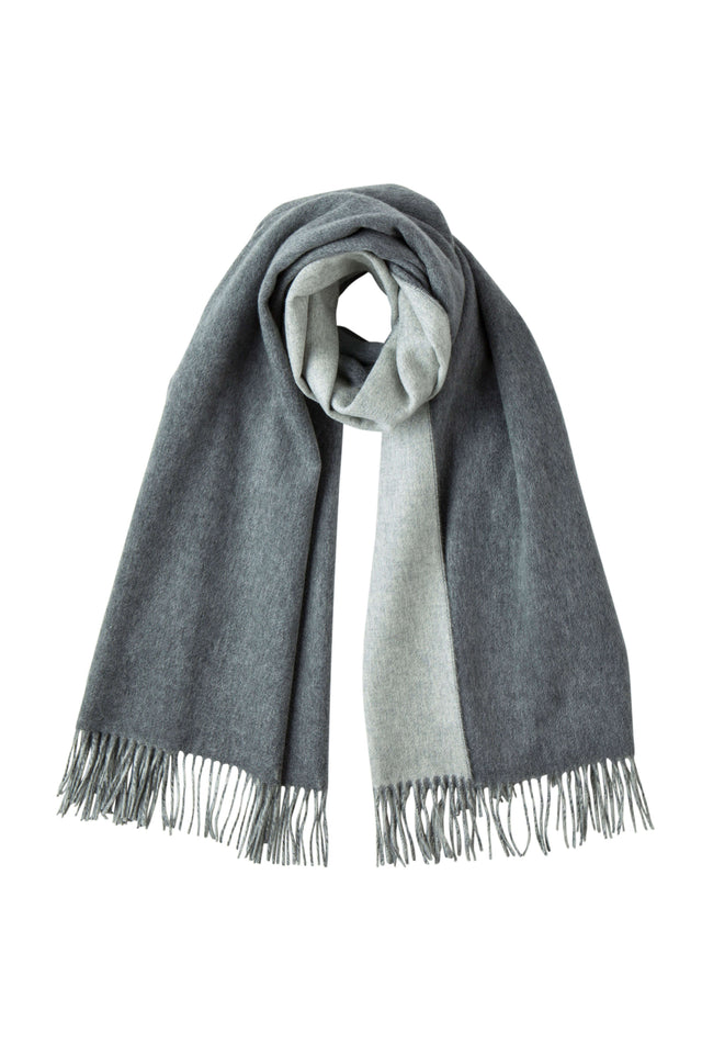 Contrast Reversible Grey Cashmere Stole