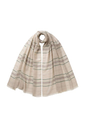 Lightweight Stripy Natural Cashmere Scarf