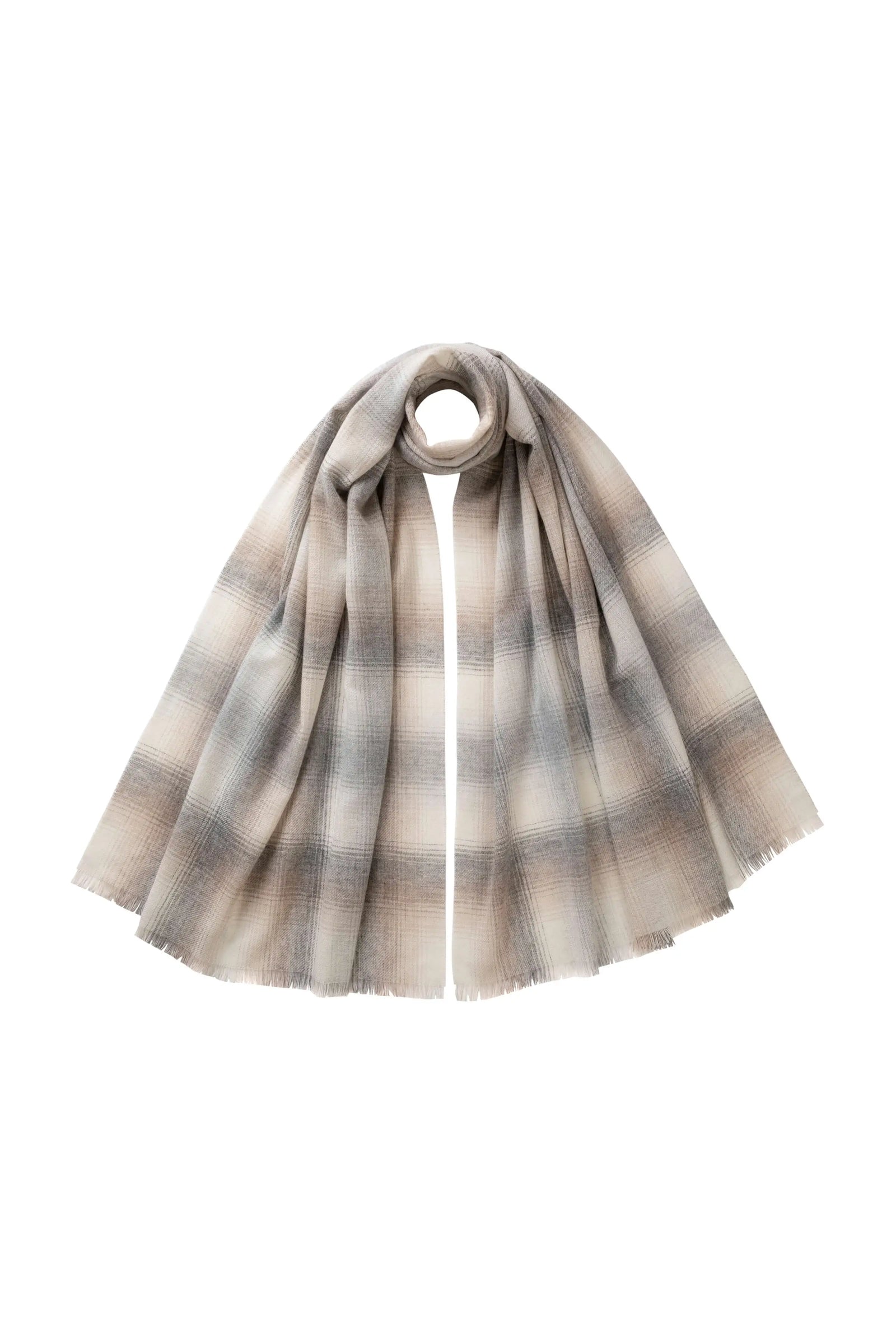 Ombre Check Lightweight Cashmere Stole