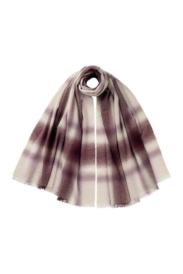 Ombre Check Lightweight Light Purple Cashmere Stole