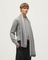 Ives Chevron Border Grey Cashmere Scarf